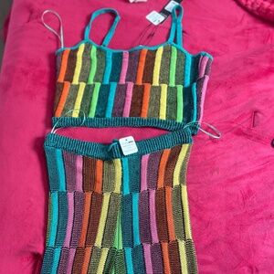 Fashion Nova Rainbow sky sweater pant set